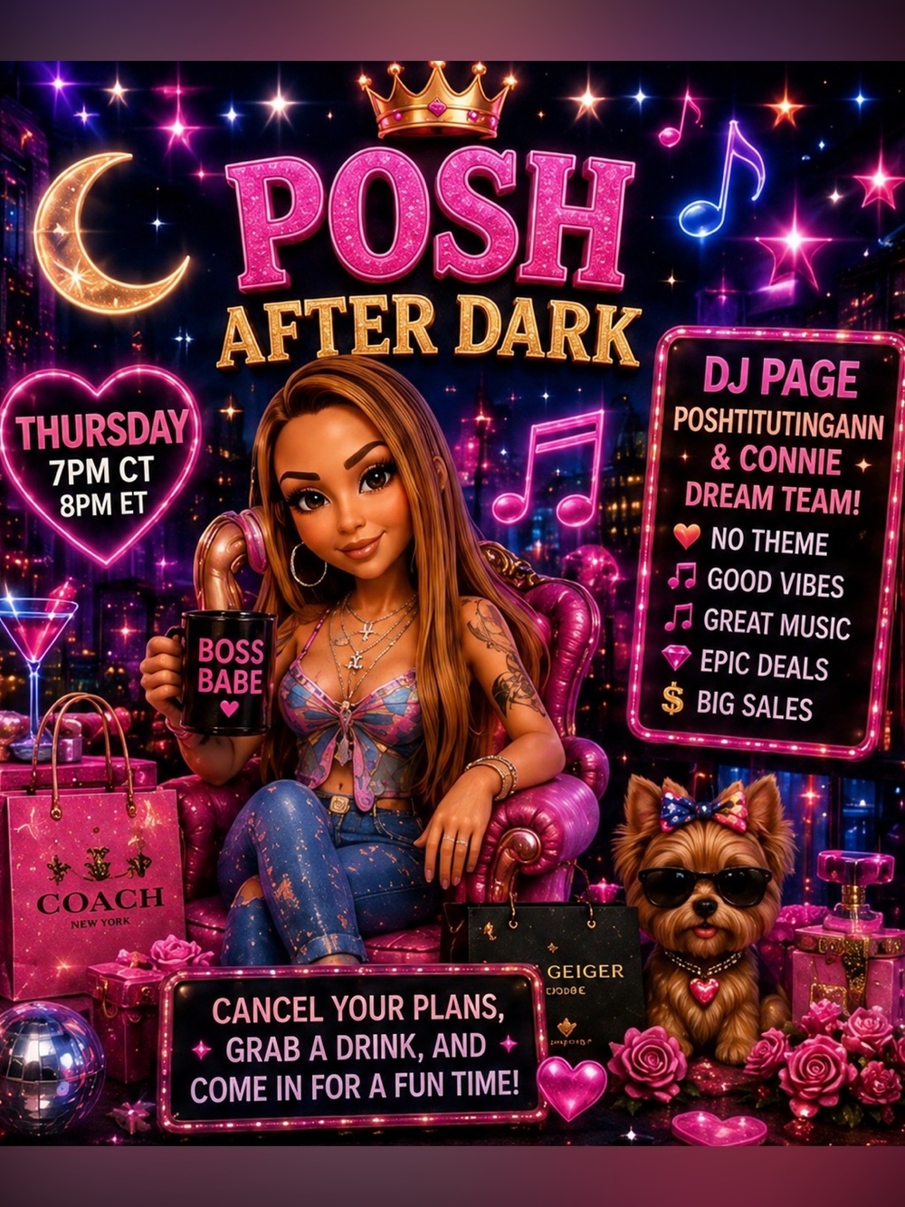 Posh After Dark THURSDAY NIGHT at 8PM EST w Dj Page and Holidaygall!! 🎶👑🤘🏽😝 - Picture 4 of 14
